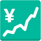 Diagram felfelé mutató tendenciával és a jen jel