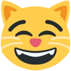 Cara de gato sonriente con ojos sonrientes