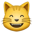 Rosto sorridente de gato com olhos sorridentes
