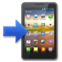 Mobiltelefon mit nach rechts zeigendem Pfeil an der linken Seite