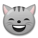 Face de chat rieur avec yeux réjouis